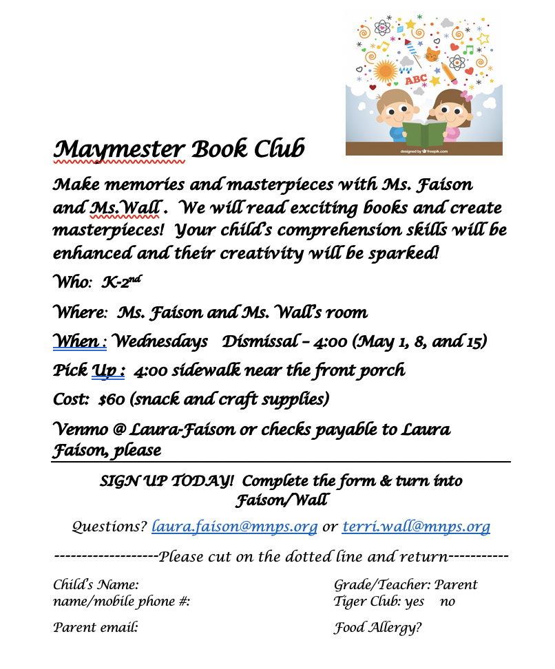 May Clubs Builders Maymester Book Club Percy Priest Elementary